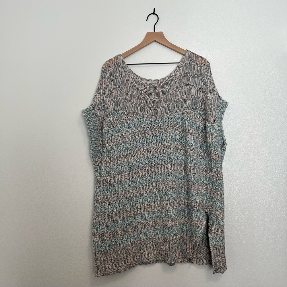 PILCRO Anthropologie - Multicolor Blue Slouchy Knit Short Sleeve Sweater - 3X - Picture 2 of 9